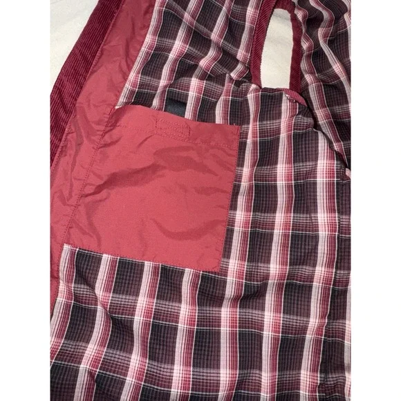 Carhartt Women's Large L Quilted Vest Corduroy Plaid Lined Maroon Burgundy Zip - Picture 9 of 10